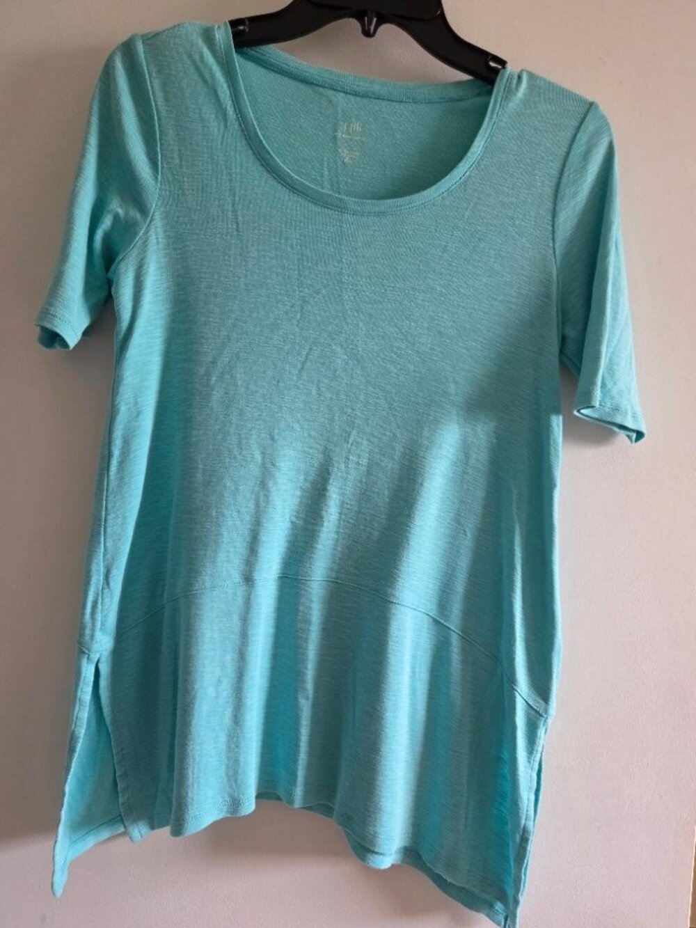 J.Jill Slub Knit Scoop Neck Top XS, Turquoise Pima Cotton Shirt Textured